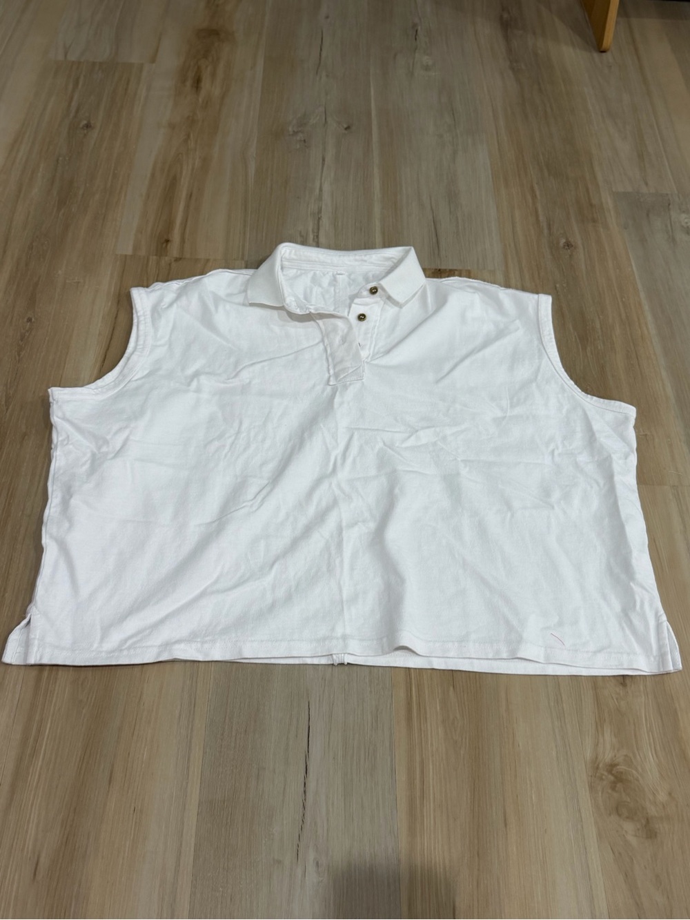 Classic White Sleeveless Polo Top